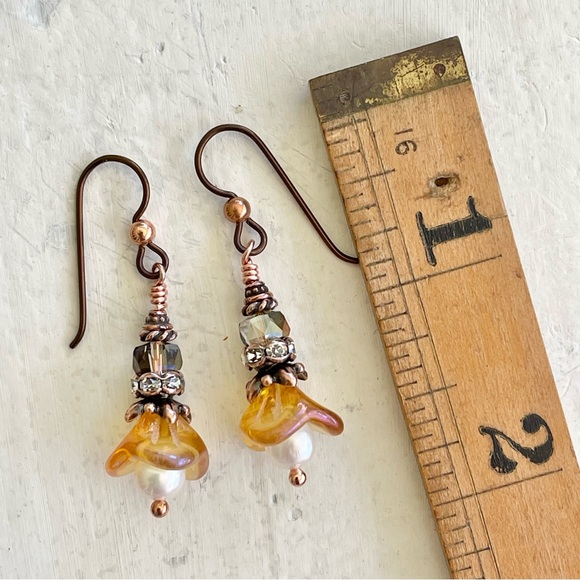 ARTISAN Earrings - “Amber Waves” Dangles - Picture 7 of 8